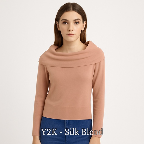 VALERIE STEVENS Petal Pink Silk Blend Cowl Neck Sweater Y2K Vintage M - Picture 1 of 7